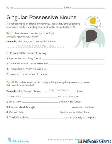 Singular Possessive Nouns