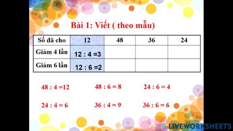 Toán 3 - Giảm đi một số lần