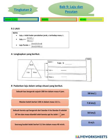 Bab 9 t2 laju dan pecutan