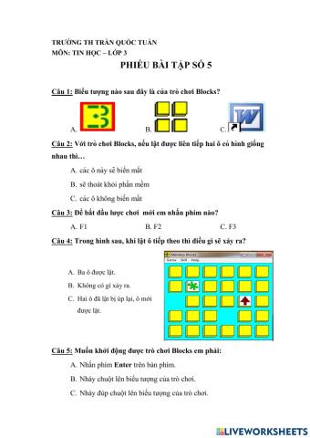 BT tin học lớp 3 - tuần 6