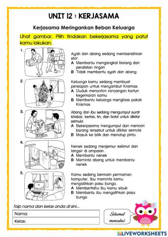 P.Moral Thn 2 : Mengamalkan Sikap Bekerjasama dengan Ahli Keluarga (Latihan 3)