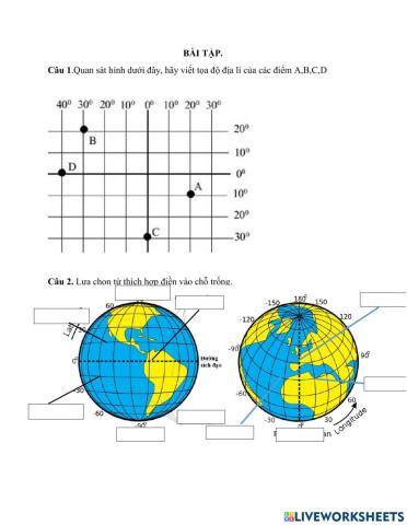 Bài tập Địa lí 6