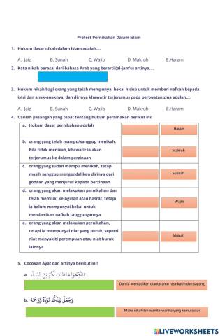 Soal Pretest Pernikahan