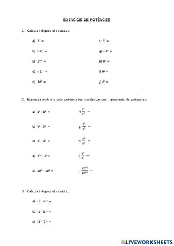 Exercicis de potències