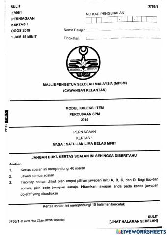 Latih tubi SPM PERNIAGAAN