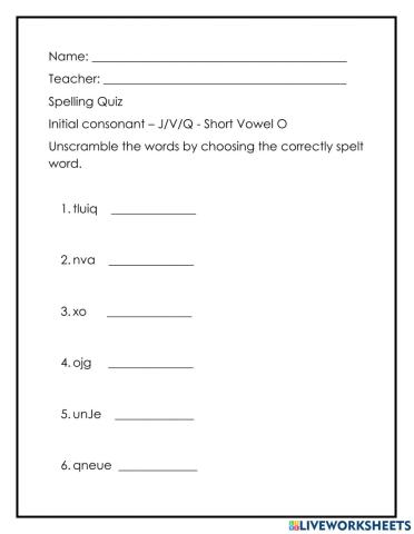 Spelling Quiz