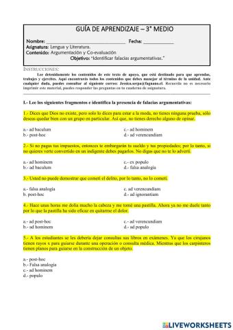 Guía de aprendizaje - 25 de octubre