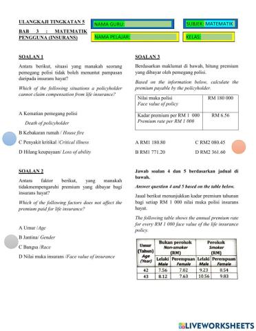 Bab 3 insurans matematik tingkatan 5