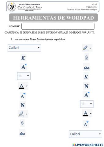 Herramientas de WordPad