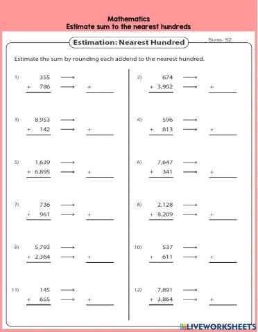 Estimating sum to the nearest hundreds