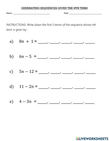 Generating Sequences Given the Nth Term