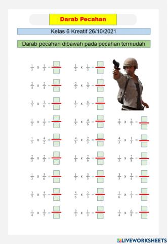 ULANGKAJI - Darab Pecahan (wajar dengan wajar)