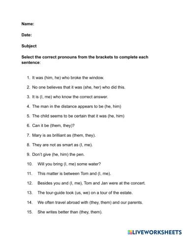 Personal Pronouns