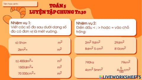 Toán Luyện tập chung Tr30