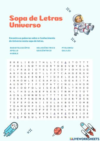 Sopa de Letras Universo