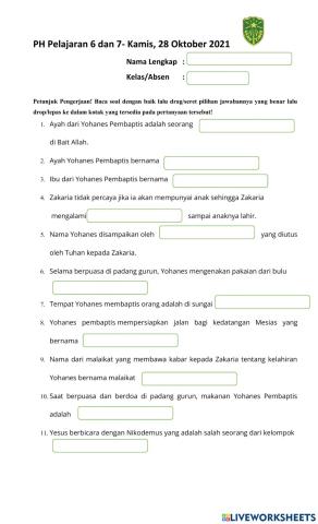 Kelas 3 PH Pelajaran 6 dan 7