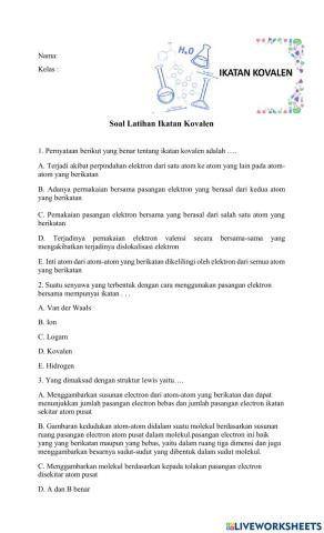 Soal Latihan Ikatan Kovalen