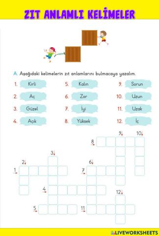 Zıt Anlamlı Sözcükler