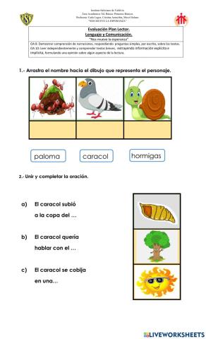 Comprensión Lectora El Caracol Friolero