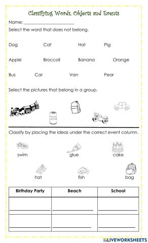 Classifying Words and Events