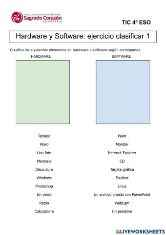 HW y SW: clasificar ejercicio 1