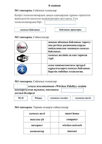 6 сынып Сымсыз желі