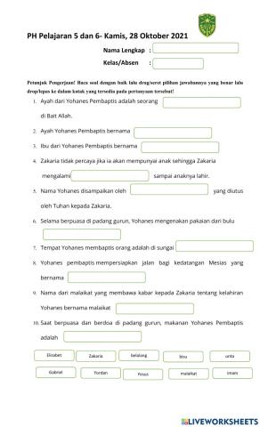 Kelas 3 PH Pelajaran 5 dan 6