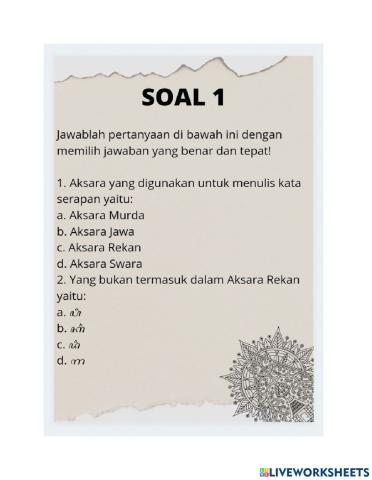 Soal aksara rekan