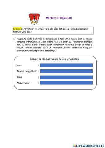 Latihan mengisi formulir