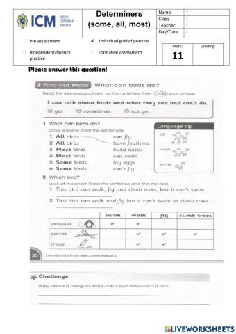 Unit 3: Determiner (most, all, some)