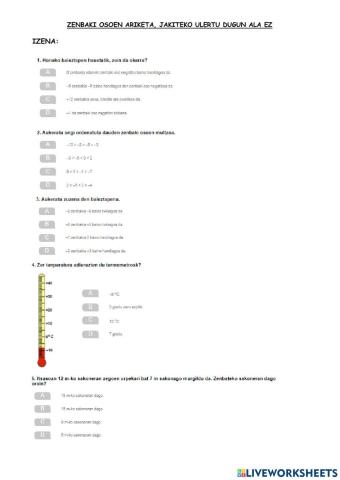 Zenbaki osoak eta eragiketa konbinatuak 1