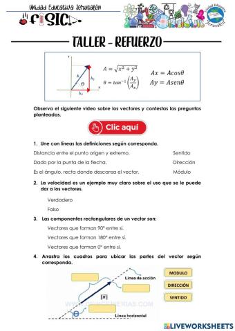 Modulo, componentes y ángulo vectores