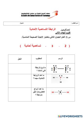 الرابطة التساهمية الأحادية