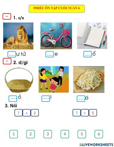 Phiếu ôn tập cuối tuần 6