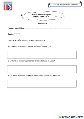 Examen Religión VI Unidad