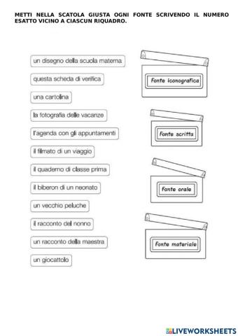 Classifico le fonti storiche