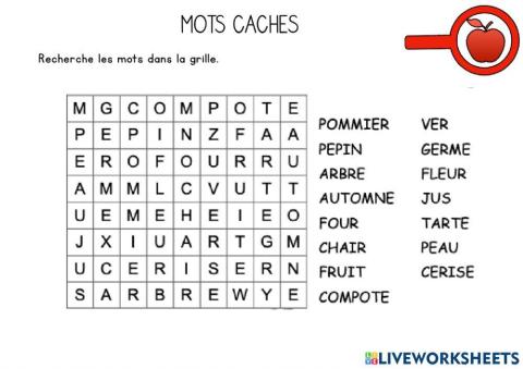 Mots caché pomme