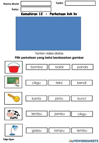 Pilih jawapan KVK KV