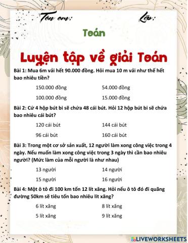 LT về giải Toán