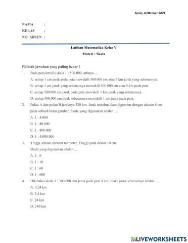 Latihan Matematika Skala