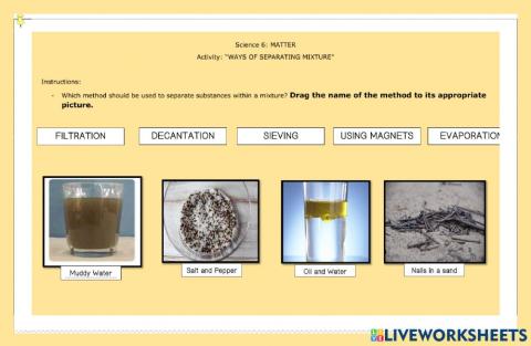 Activity: Ways of Separating Mixture