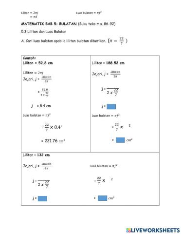 5.3 Lilitan dan Luas Bulatan