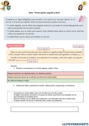 Signos de puntuación (punto seguido, aparte y final)