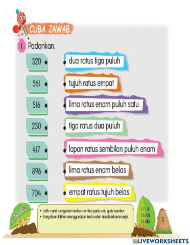 Mt2 Tajuk 1: Kenali nombor, tulis nombor