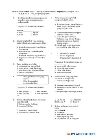 LATIH TUBI-1 PENDIDIKAN ISLAM TINGKATAN 3 