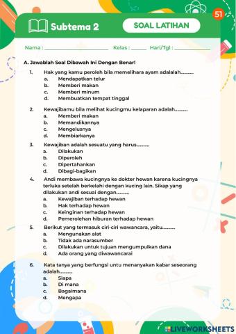 Soal Subtema 2