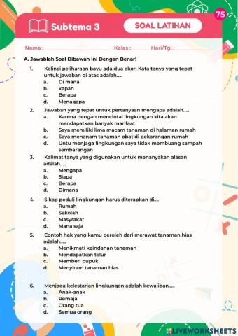 Soal Subtema 3