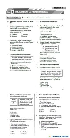 Sejarah T4: Bab 6: Ancaman Komunis dan Perisytiharan Darurat - Objektif K1