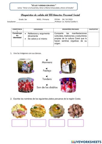 Examen bimestral de personal social iii