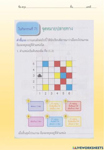 ใบกิจกรรมที่ 7.1 จุดหมายปลายทาง